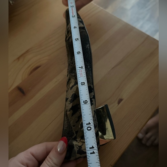 Stuart Weitzman animal print slip on shoes with gold detail heels 1.5” size 10 - Picture 12 of 13